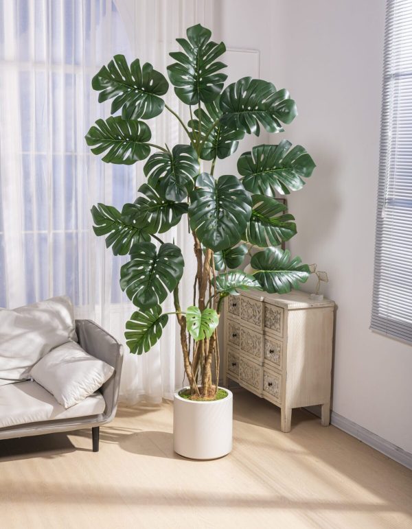 Artificial Turtleback Tree 7.2ft in decorative planter – front view