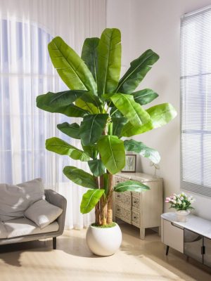 Tall artificial banana tree 8.2ft with wide green leaves